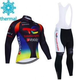 Radbekleidung Radtrikot Langarm + Lang Trägerhose 2021 Team TotalEnergies Winter Thermal Fleece N002